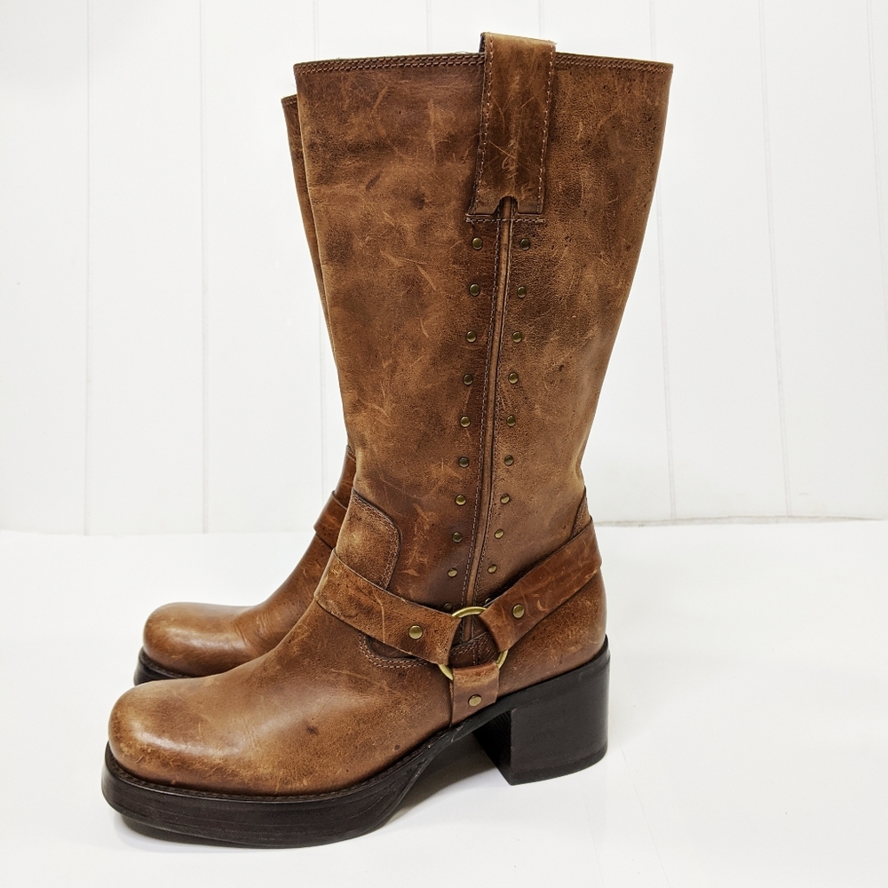 Vintage 90s MIA Chunky Platform Square Moto Boot - Picture 3 of 8